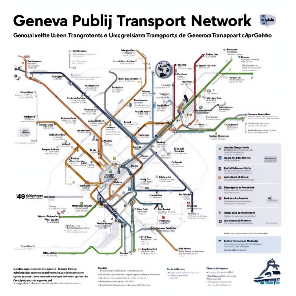 AI-generated illustration of Geneva public transport network