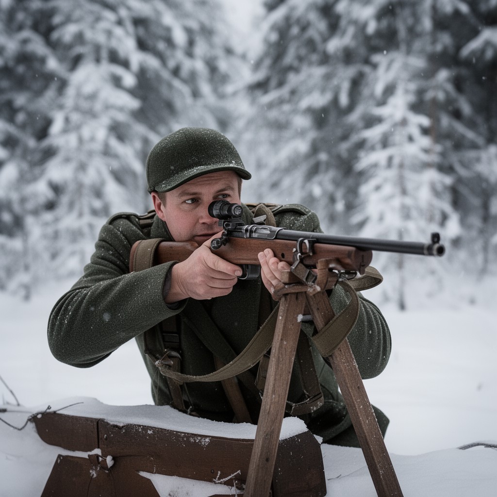 AI-generated illustration of Simo Häyhä