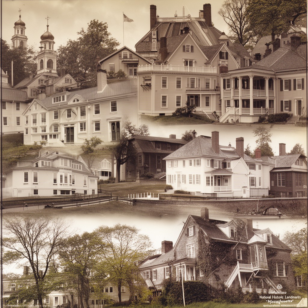 AI-generated illustration of National Historic Landmarks in Massachusetts