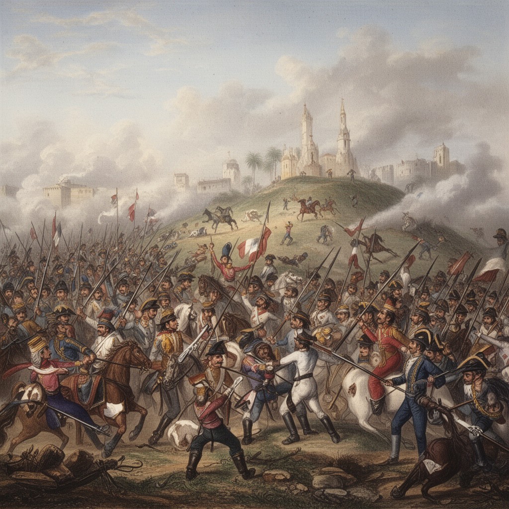 AI-generated illustration of Battle of Monte de las Cruces