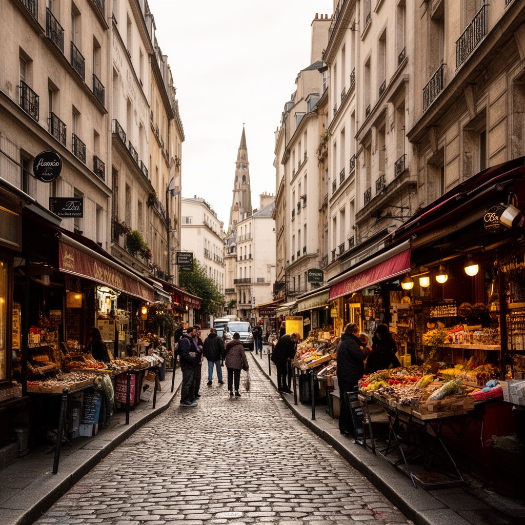 AI-generated illustration of Rue Mouffetard