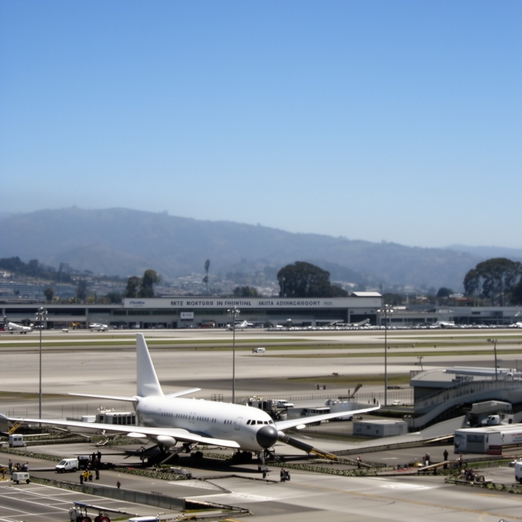 AI-generated illustration of Mills Field Municipal Airport
