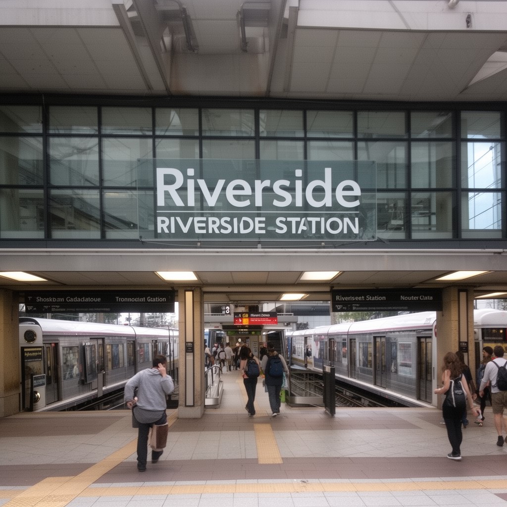 AI-generated illustration of Riverside station