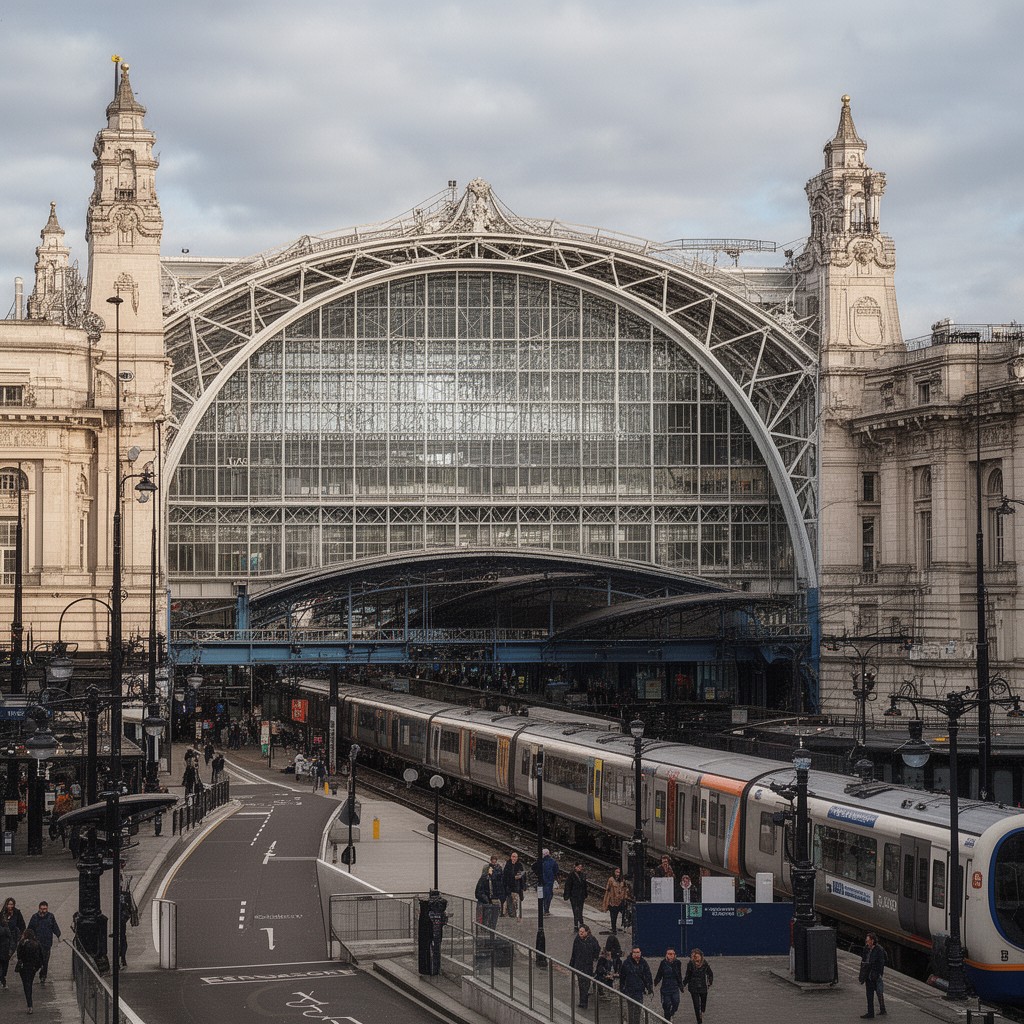 AI-generated illustration of London Victoria railway station