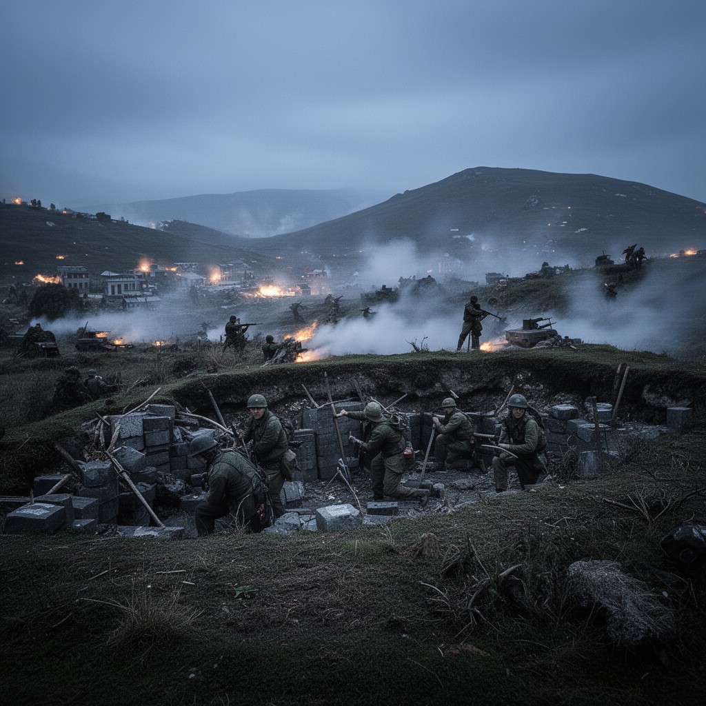 AI-generated illustration of Battle of Mount Longdon