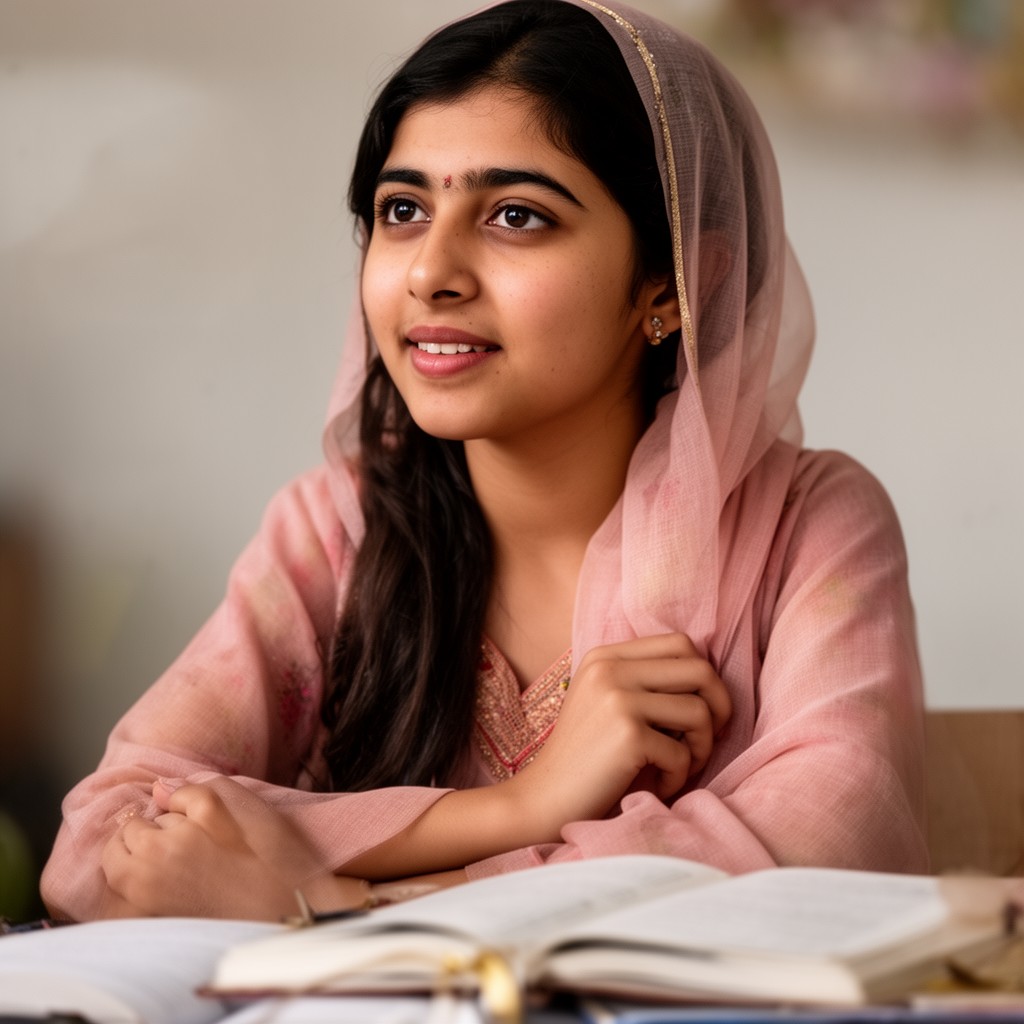 AI-generated illustration of Malala Yousafzai