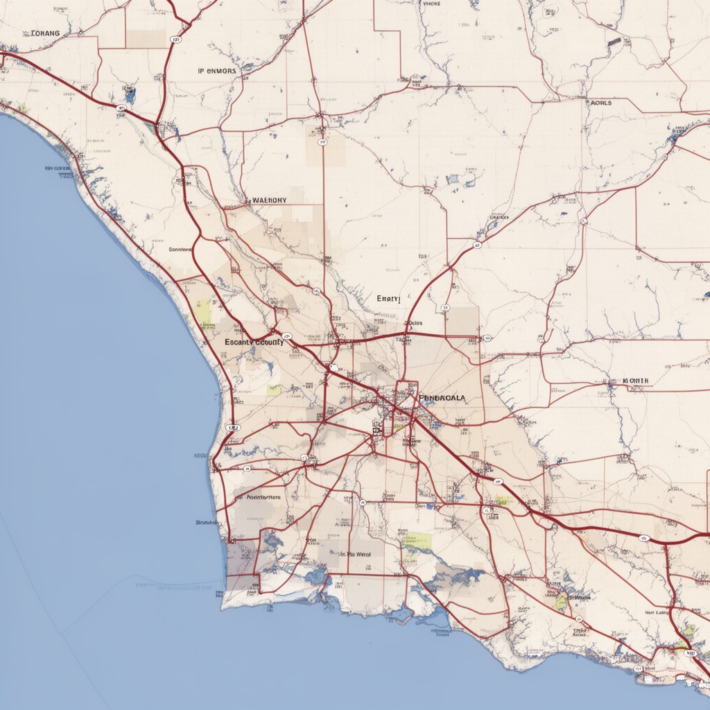 AI-generated illustration of Escambia County, Florida