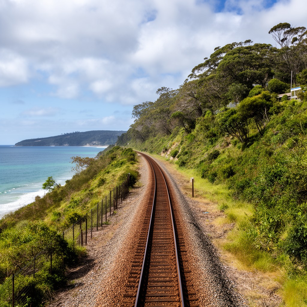AI-generated illustration of North Coast railway line
