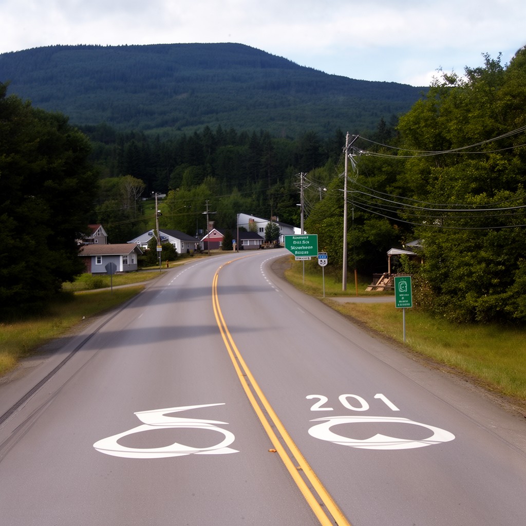 AI-generated illustration of U.S. Route 201 in Skowhegan, Maine