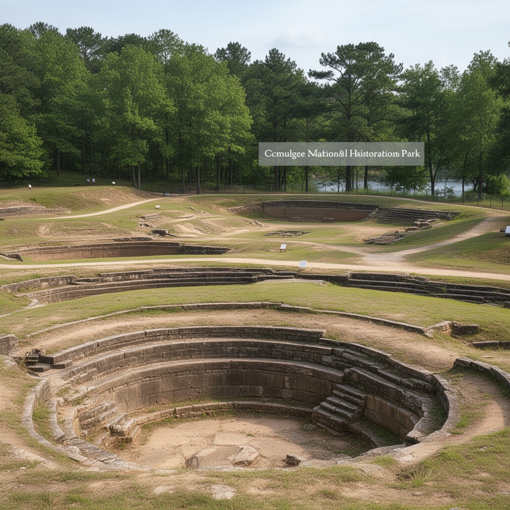 AI-generated illustration of Ocmulgee Mounds National Historical Park
