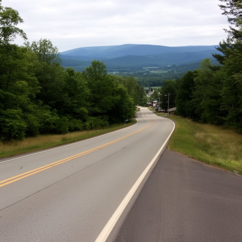 AI-generated illustration of Maine State Route 4 in Farmington, Maine