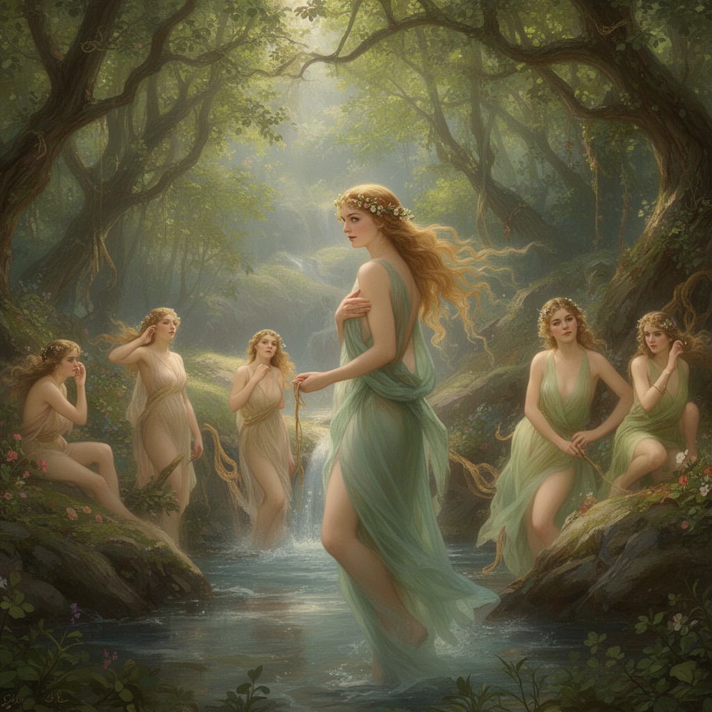 AI-generated illustration of Nymphs of Greek mythology