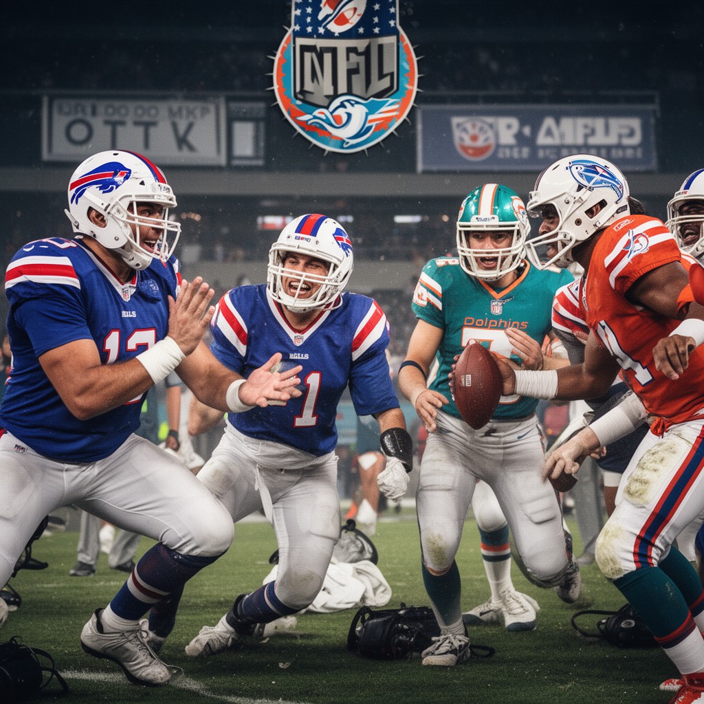 AI-generated illustration of Buffalo Bills–Miami Dolphins rivalry