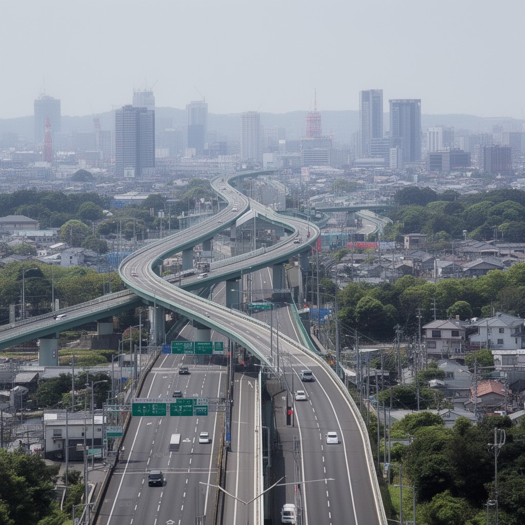 AI-generated illustration of Meishin Expressway