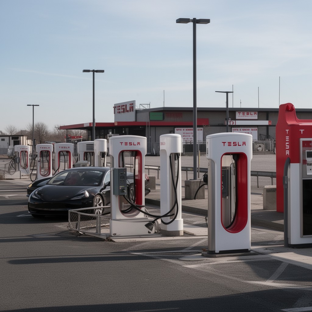 AI-generated illustration of Tesla Supercharger network