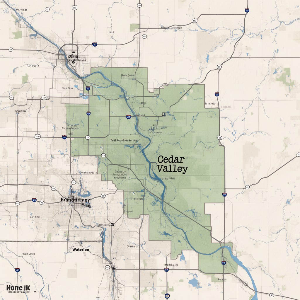 AI-generated illustration of Cedar Valley region