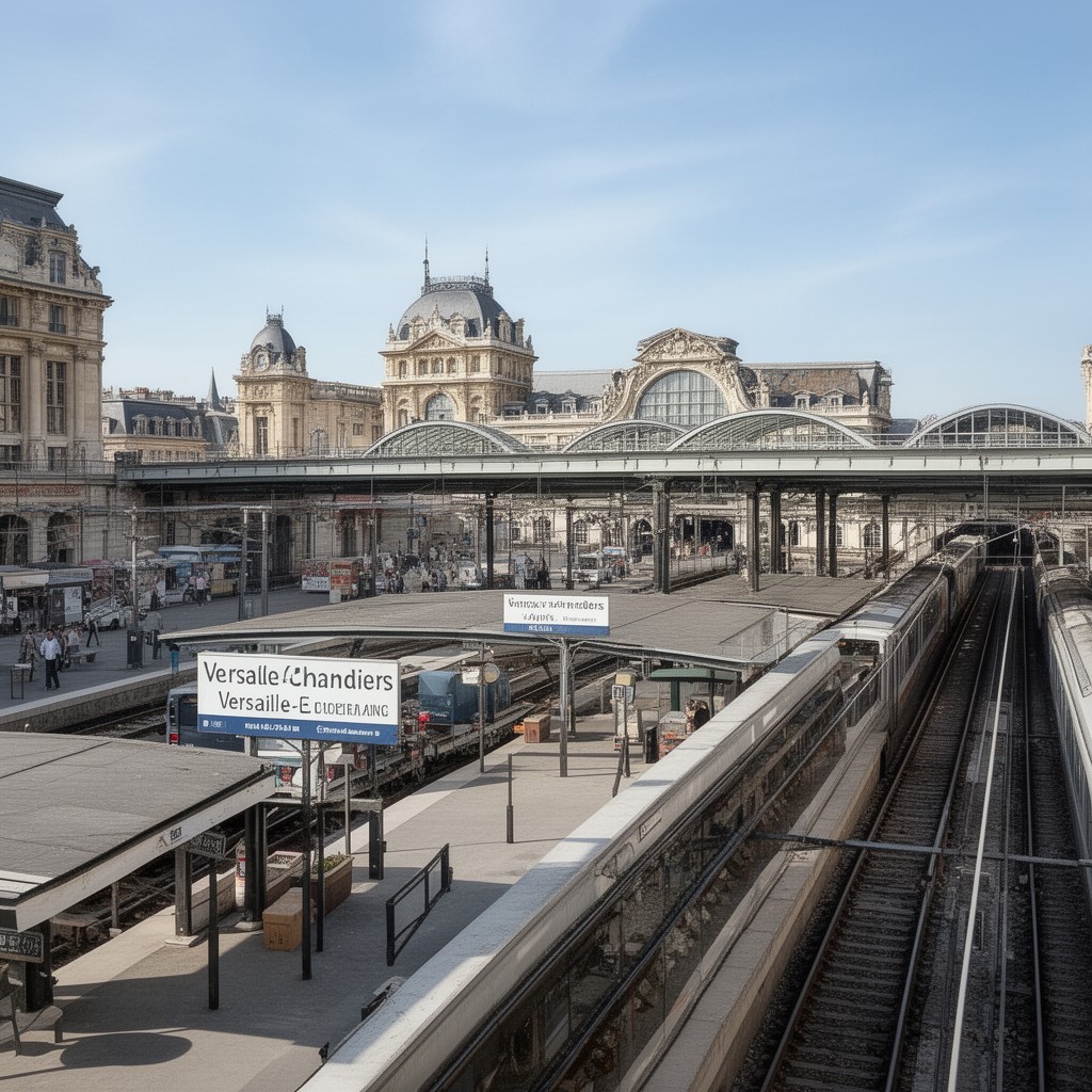 AI-generated illustration of Versailles-Chantiers station