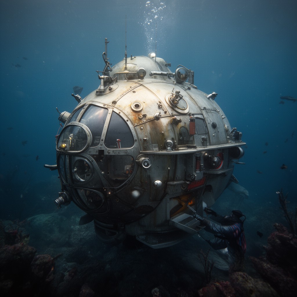 AI-generated illustration of bathyscaphe Trieste