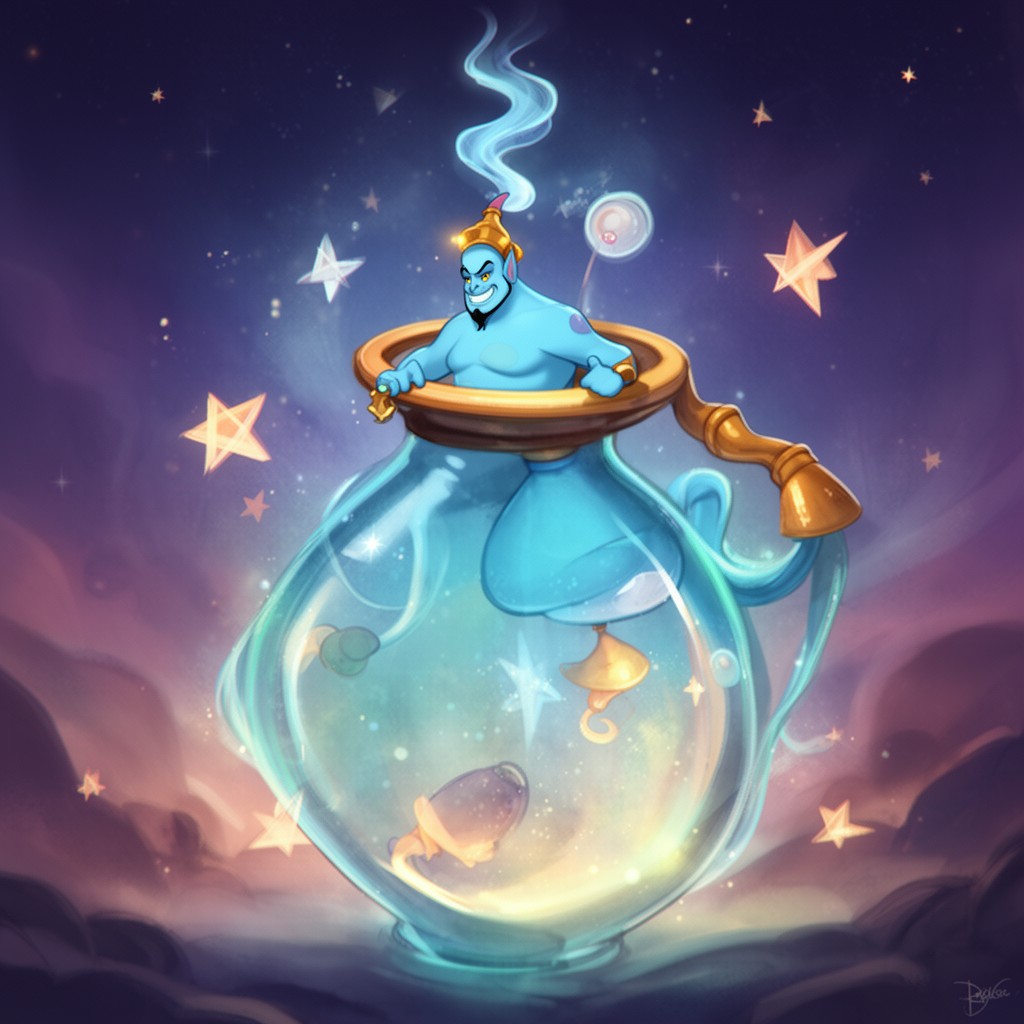 AI-generated illustration of Genie in a Bottle