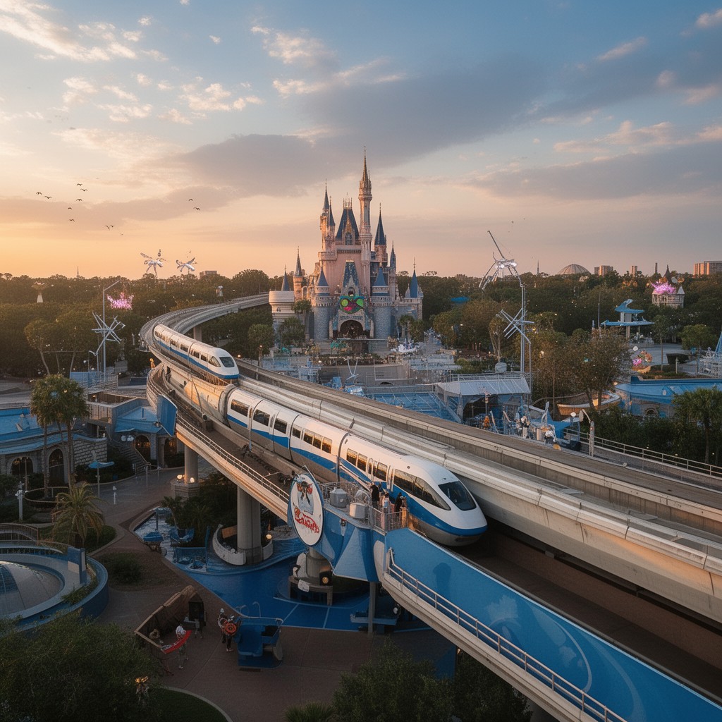 AI-generated illustration of Walt Disney World Monorail System
