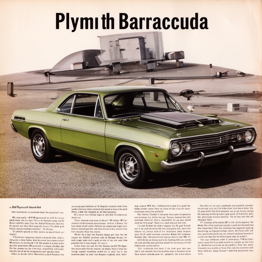 AI-generated illustration of Plymouth Barracuda (pony car segment)