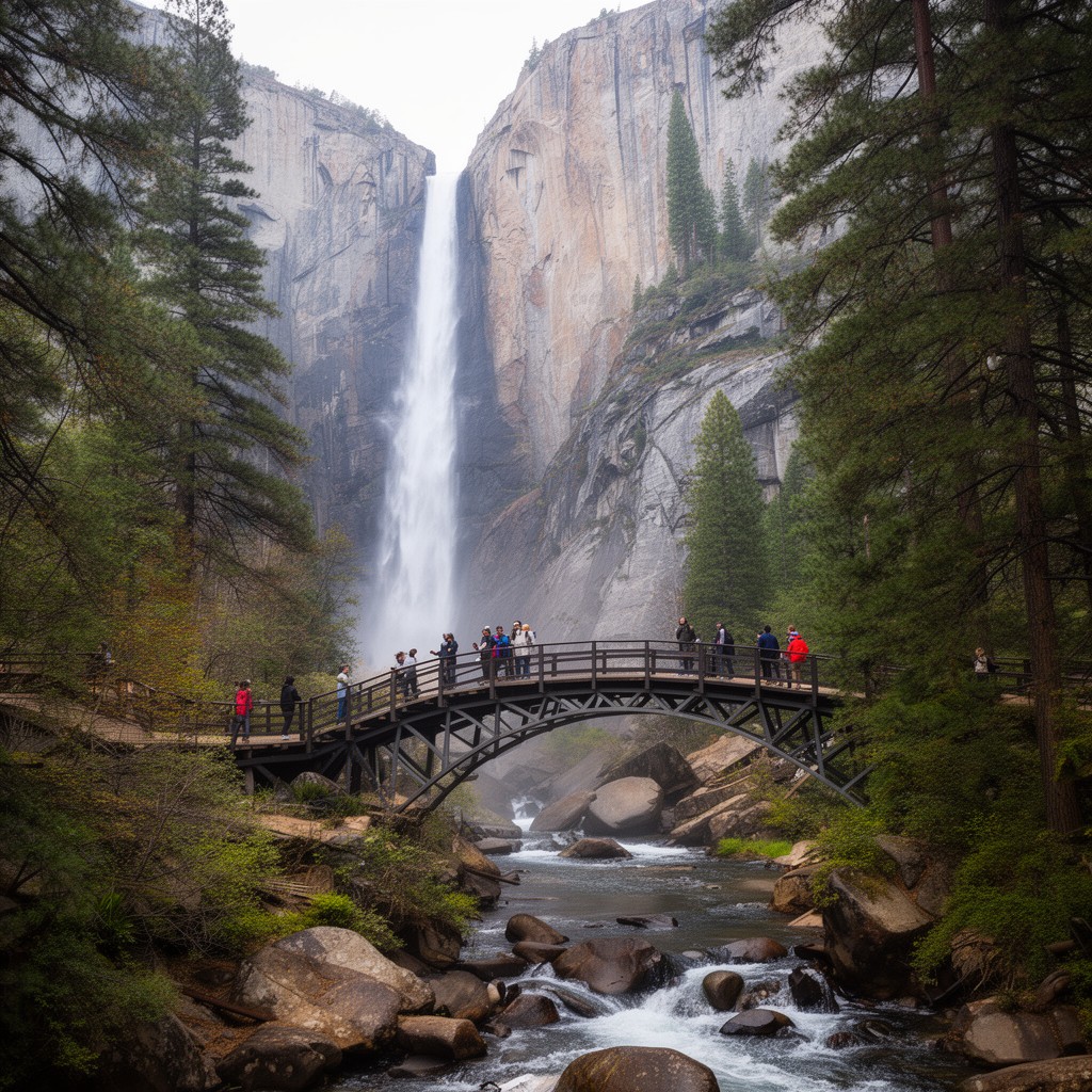 AI-generated illustration of Nevada Fall Footbridge