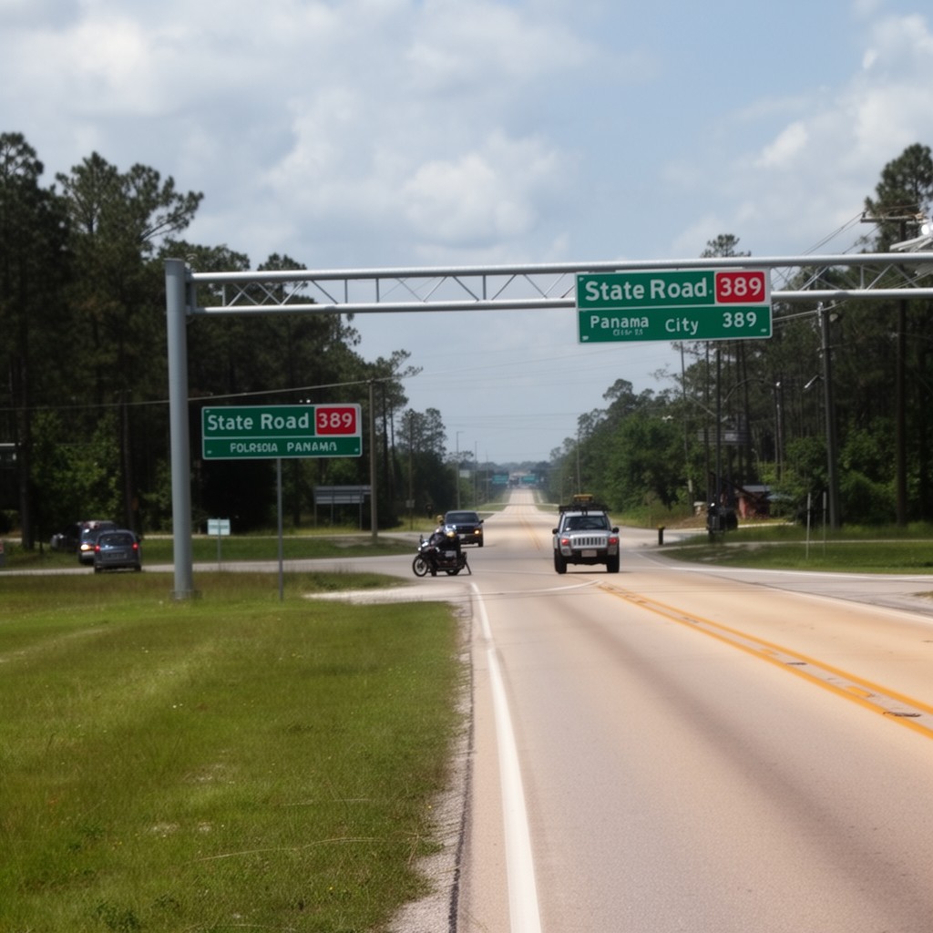 AI-generated illustration of State Road 389 in Panama City