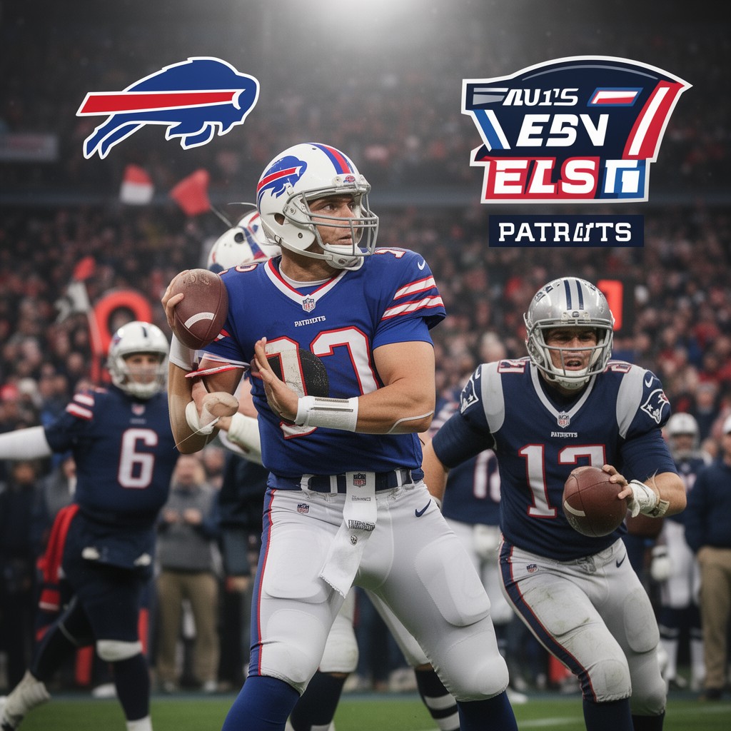 AI-generated illustration of Buffalo Bills–New England Patriots rivalry