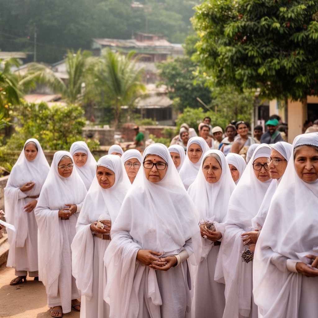 AI-generated illustration of Jain nuns