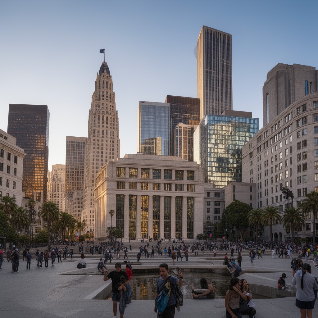 AI-generated illustration of Civic Center, Downtown Los Angeles