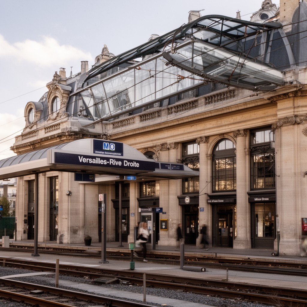 AI-generated illustration of Versailles-Rive Droite station