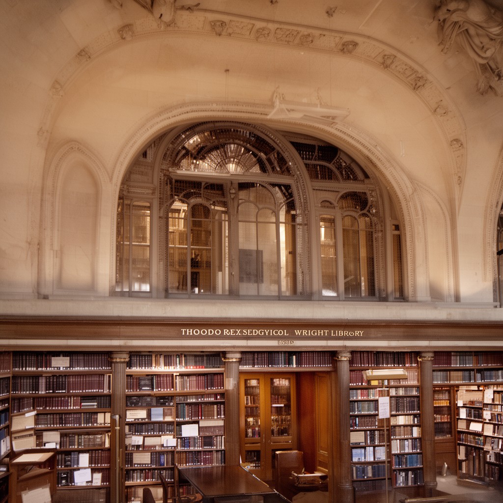 AI-generated illustration of Theodore Sedgwick Wright Library