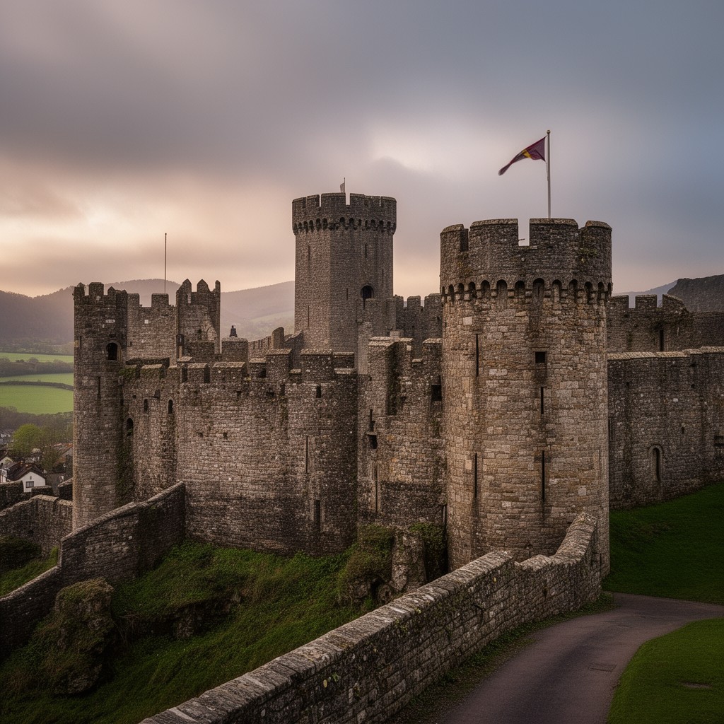 AI-generated illustration of Conwy Castle