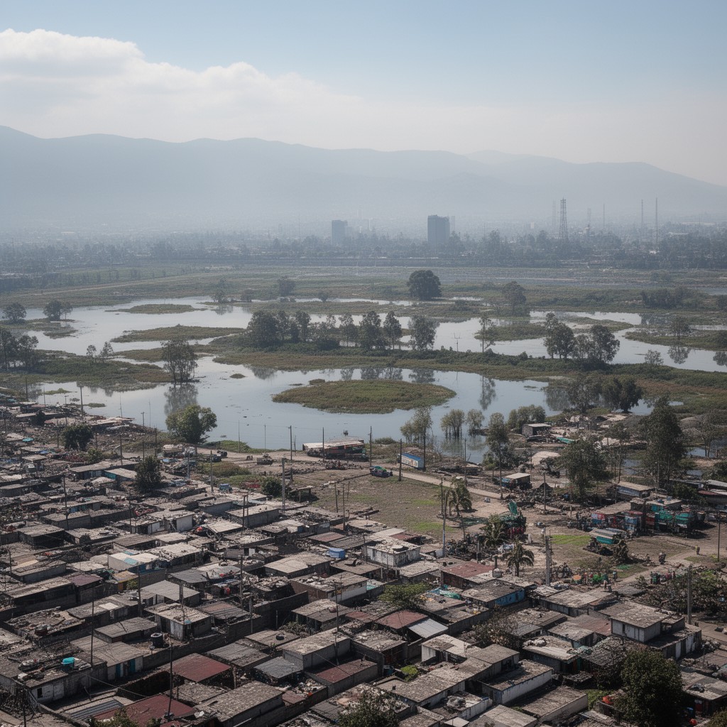 AI-generated illustration of former Lake Zumpango