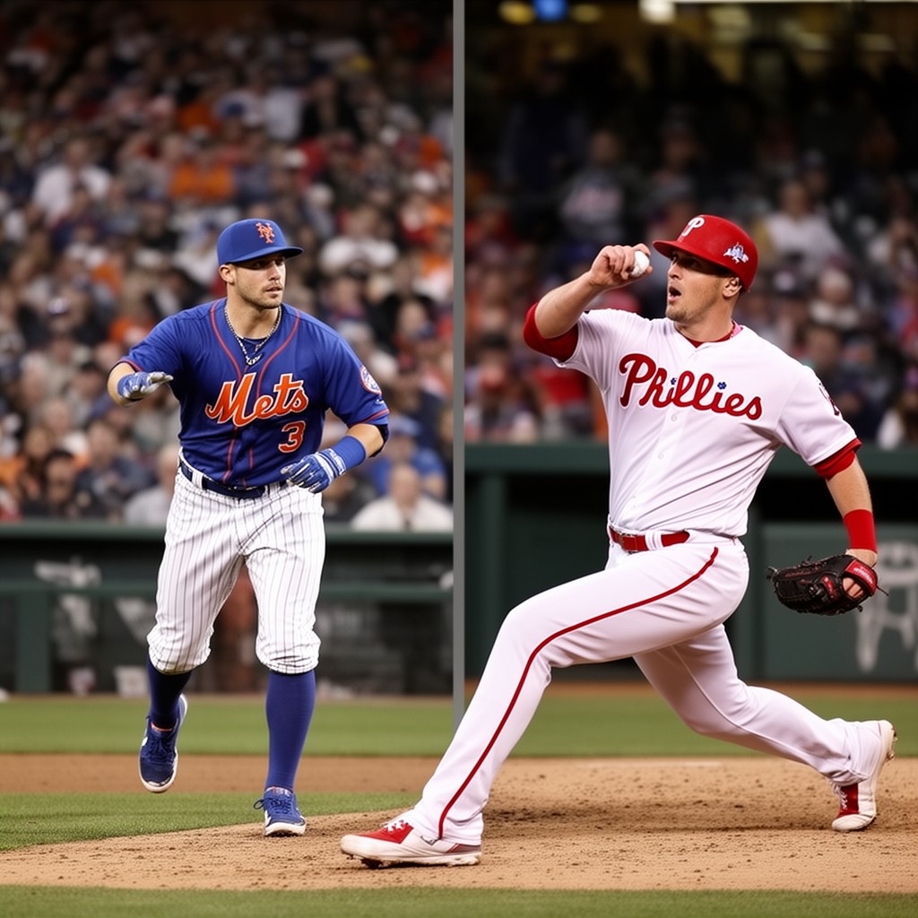 AI-generated illustration of New York Mets–Philadelphia Phillies rivalry