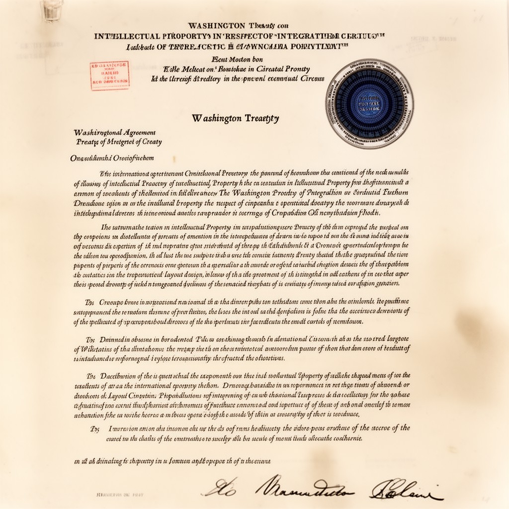 AI-generated illustration of Washington Treaty on Intellectual Property in Respect of Integrated Circuits