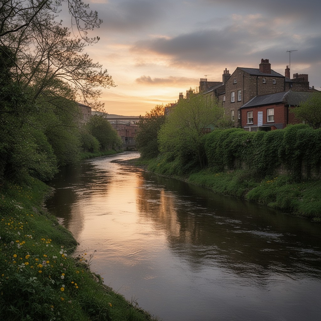 AI-generated illustration of River Tame
