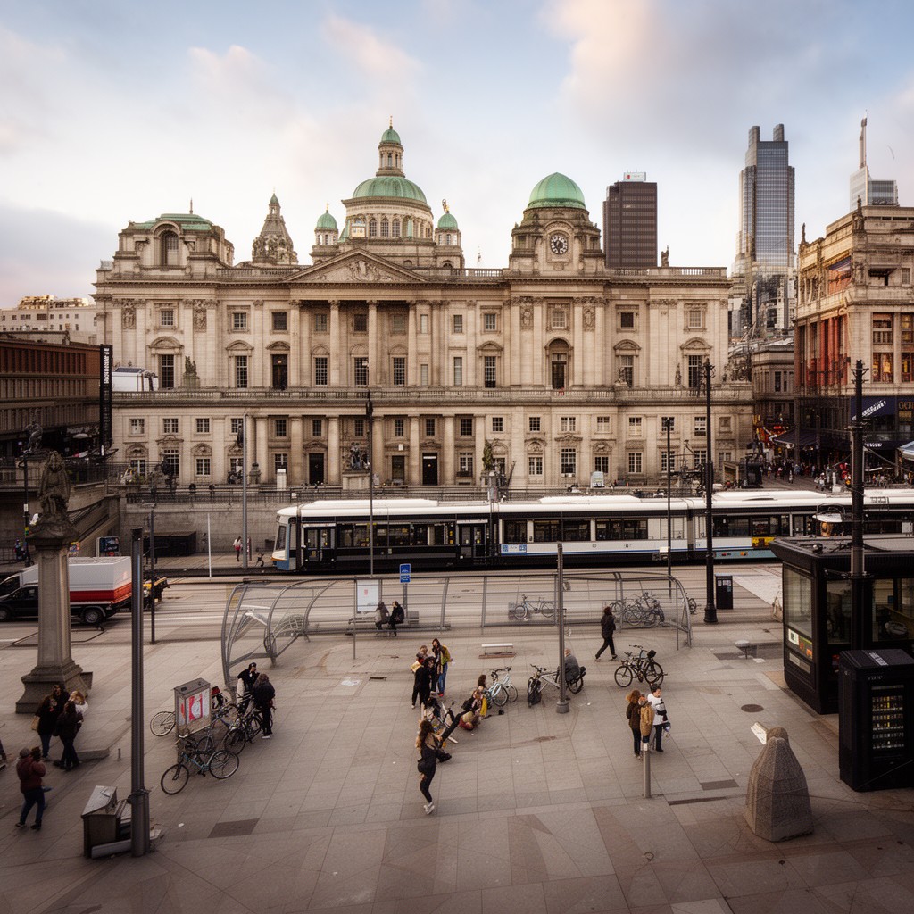AI-generated illustration of St Peter's Square, Manchester