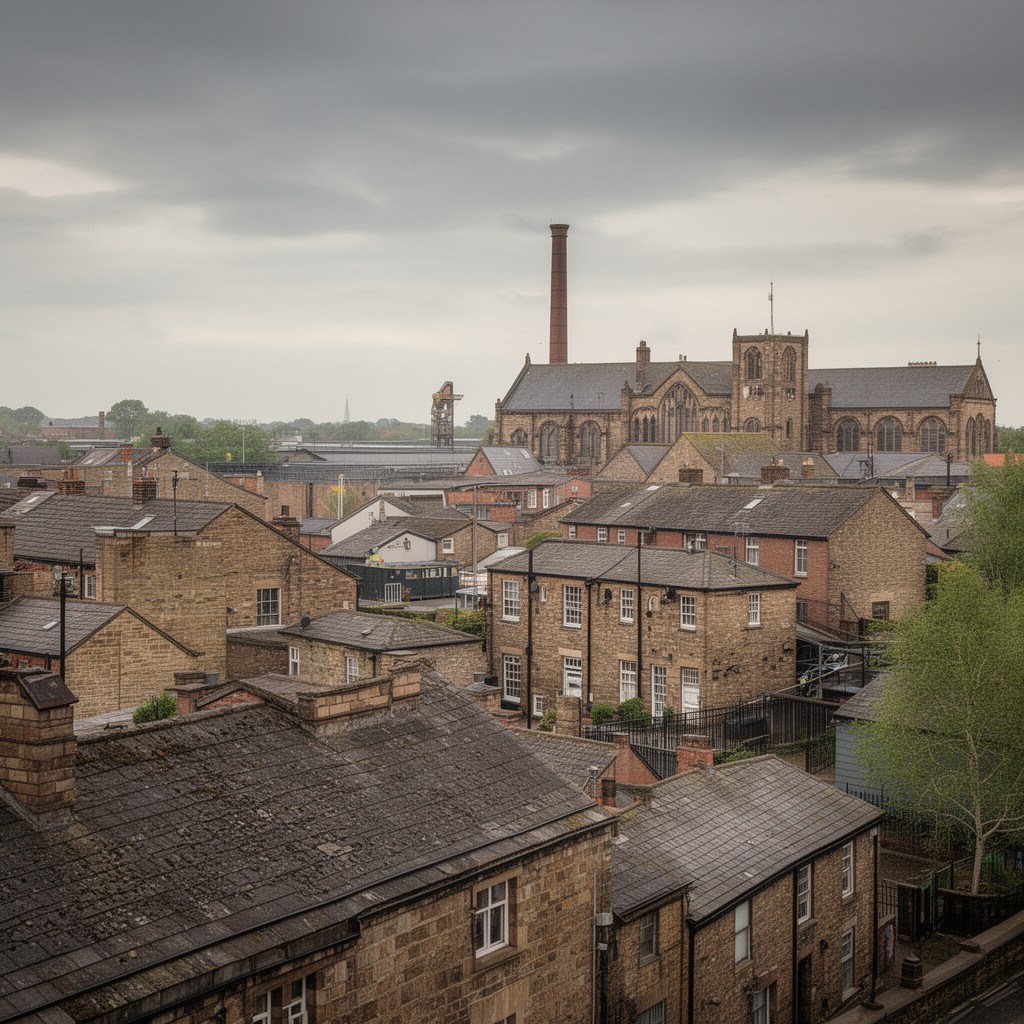 AI-generated illustration of Ashington, Northumberland, England