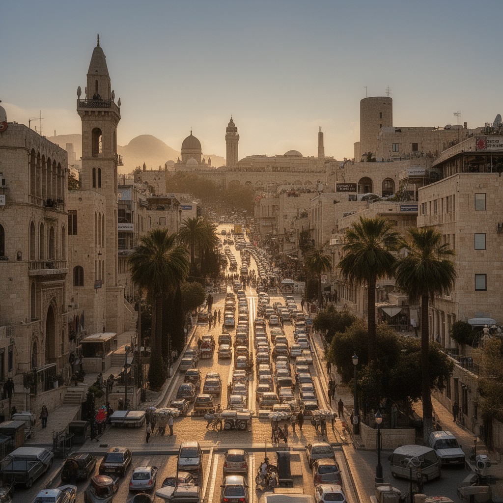 AI-generated illustration of King George Street, Jerusalem