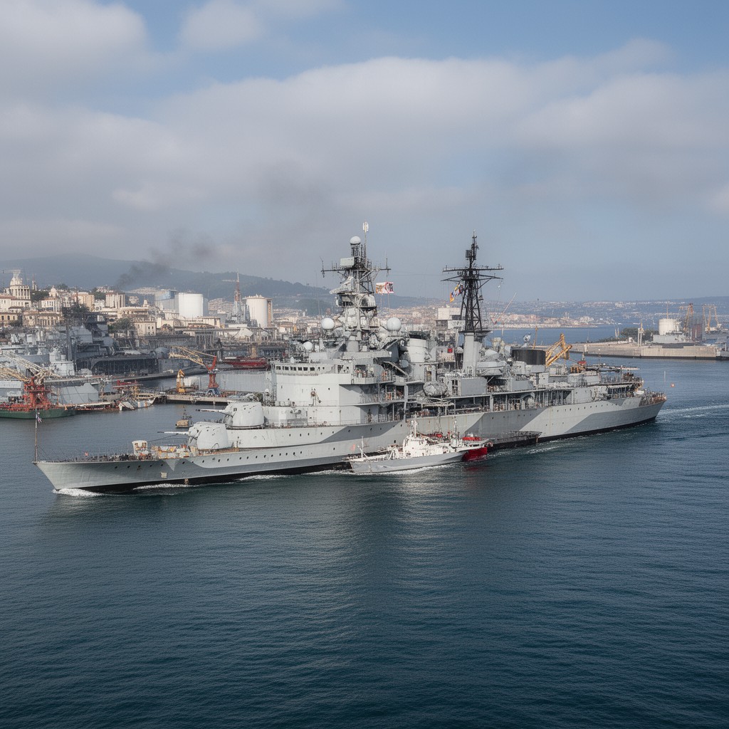 AI-generated illustration of HMS Exeter