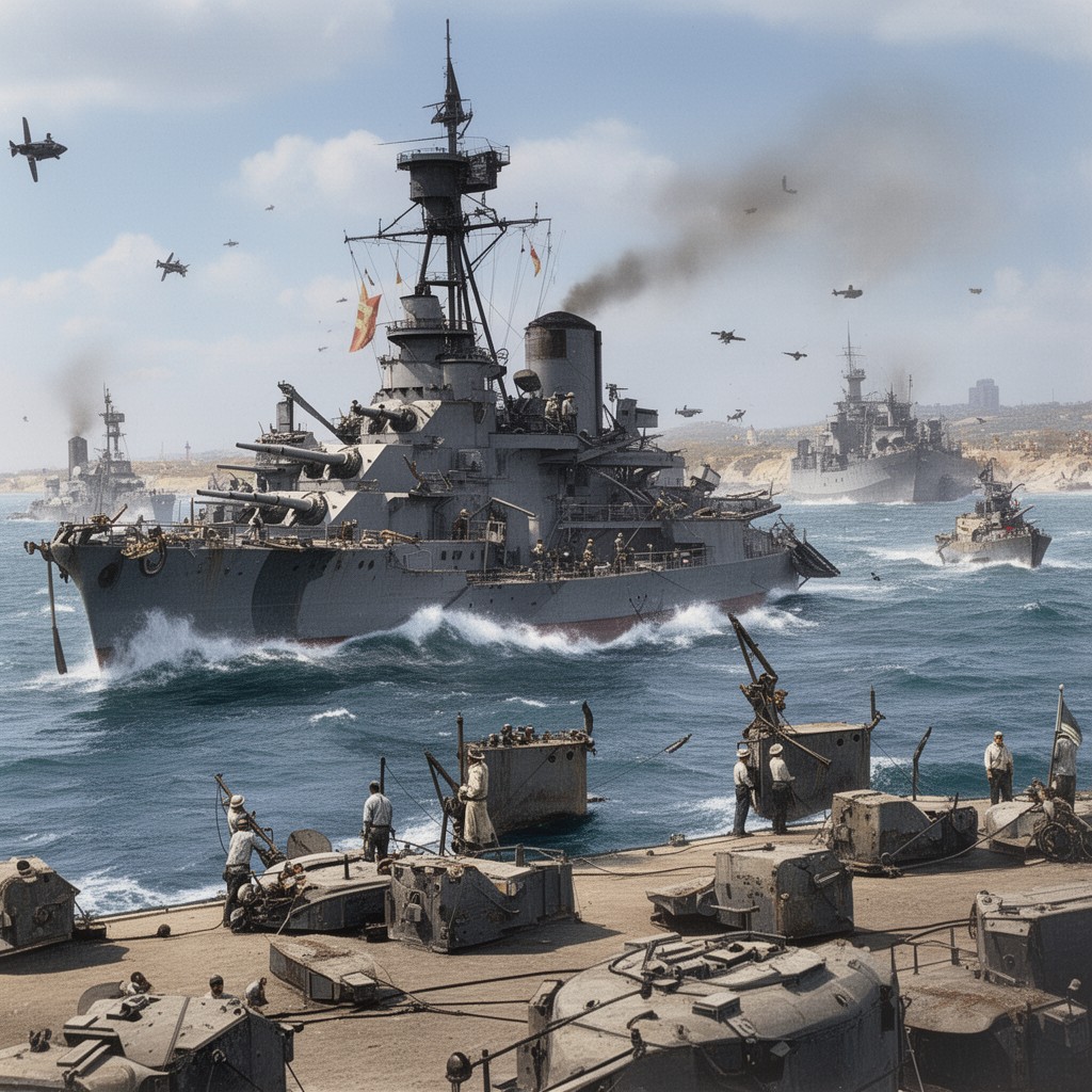 AI-generated illustration of La batalla del Río de la Plata