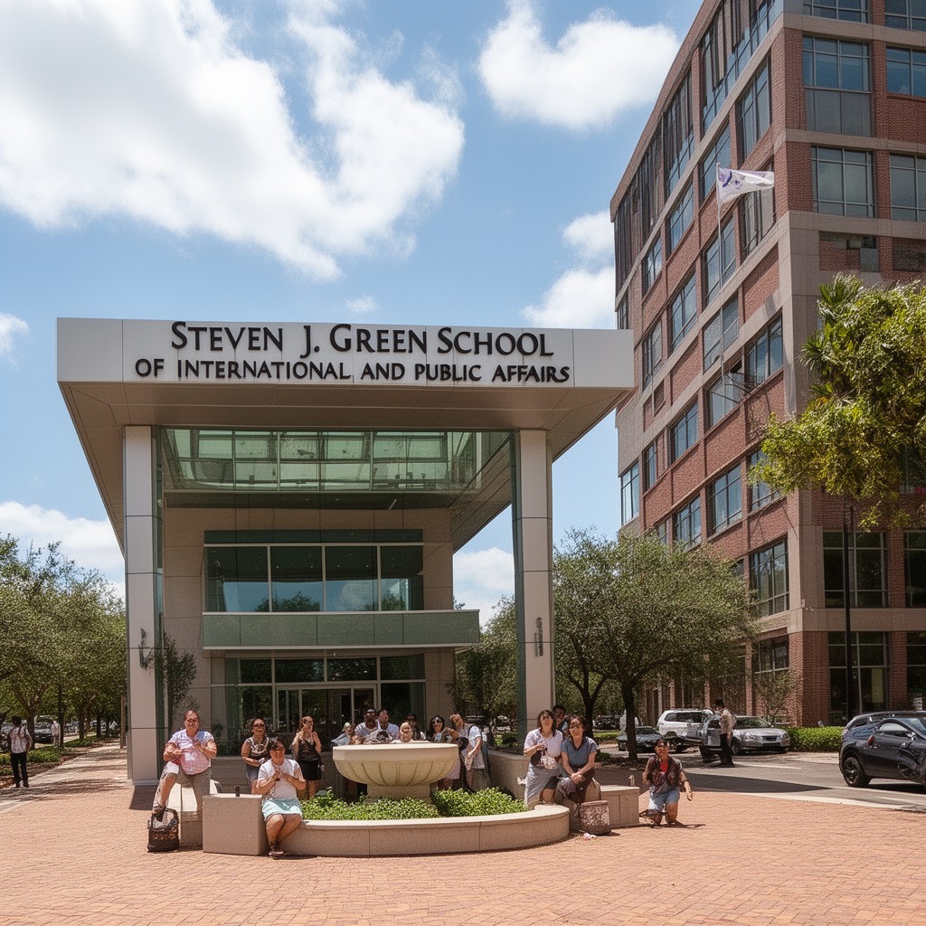 AI-generated illustration of Steven J. Green School of International and Public Affairs