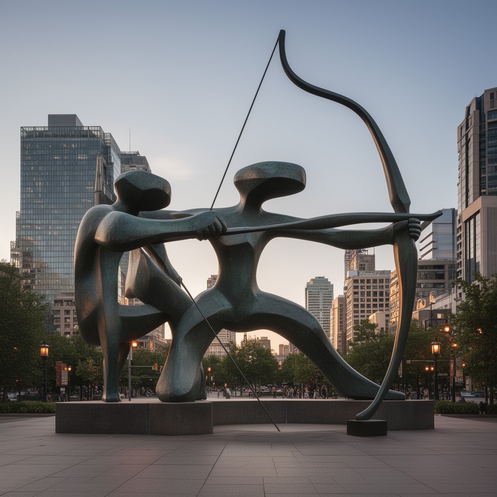 AI-generated illustration of The Archer by Henry Moore