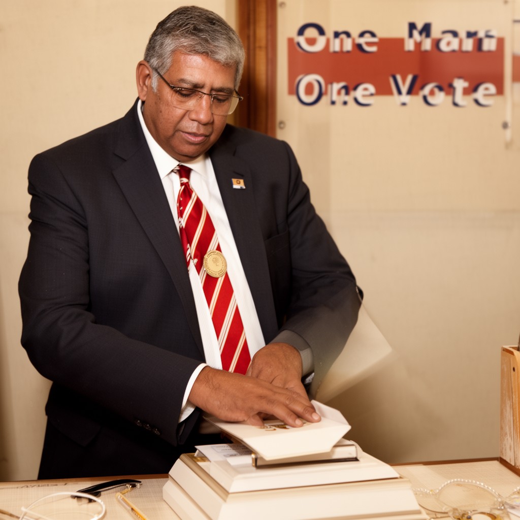 AI-generated illustration of "One man, one vote"