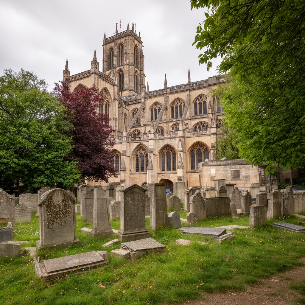 AI-generated illustration of Bath Abbey Churchyard