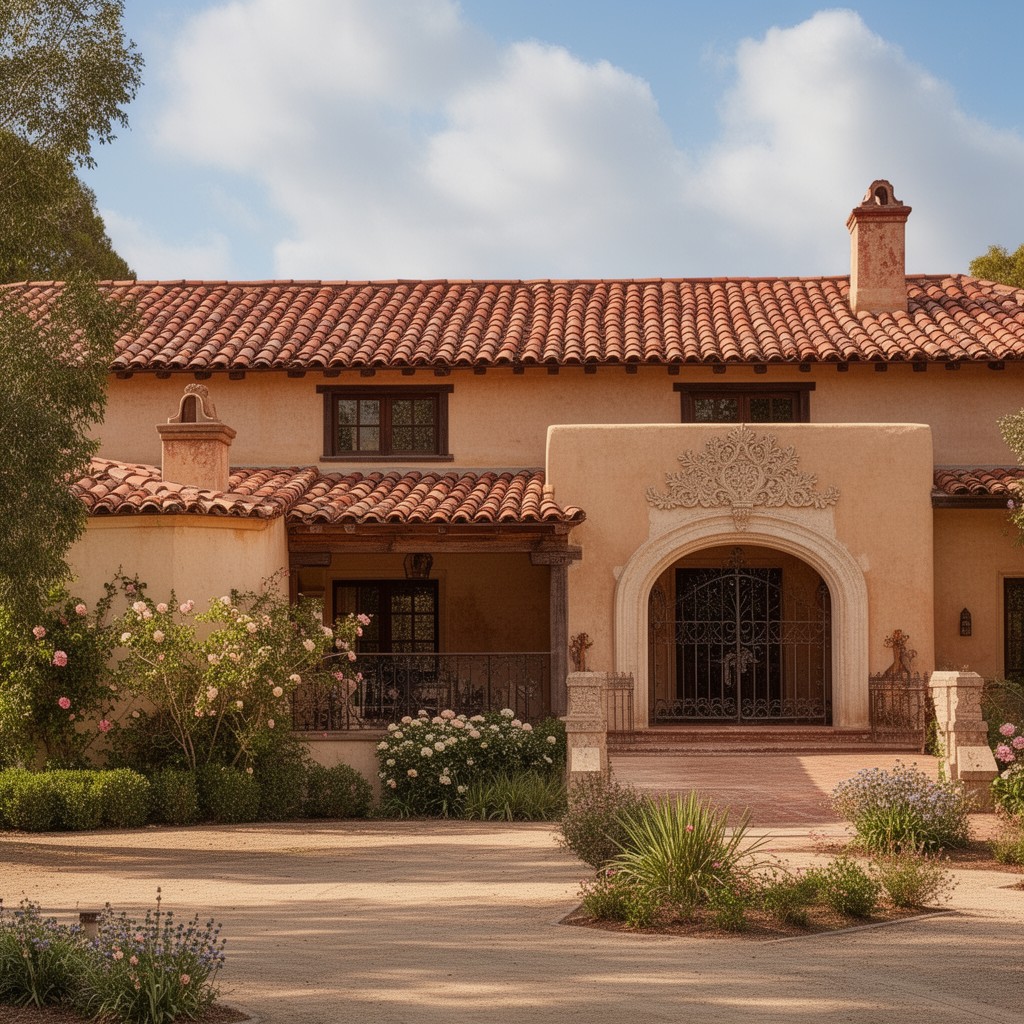 AI-generated illustration of Spanish Colonial Revival