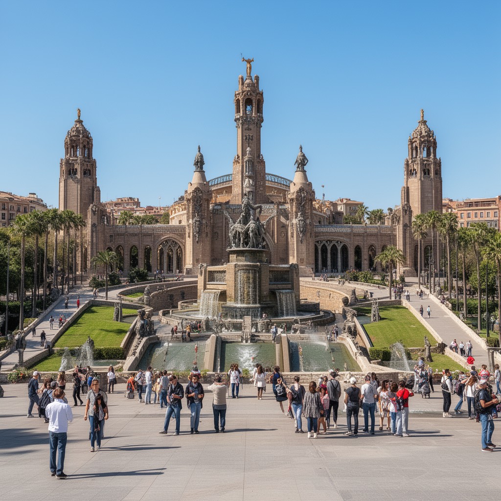 AI-generated illustration of 1929 Barcelona International Exposition
