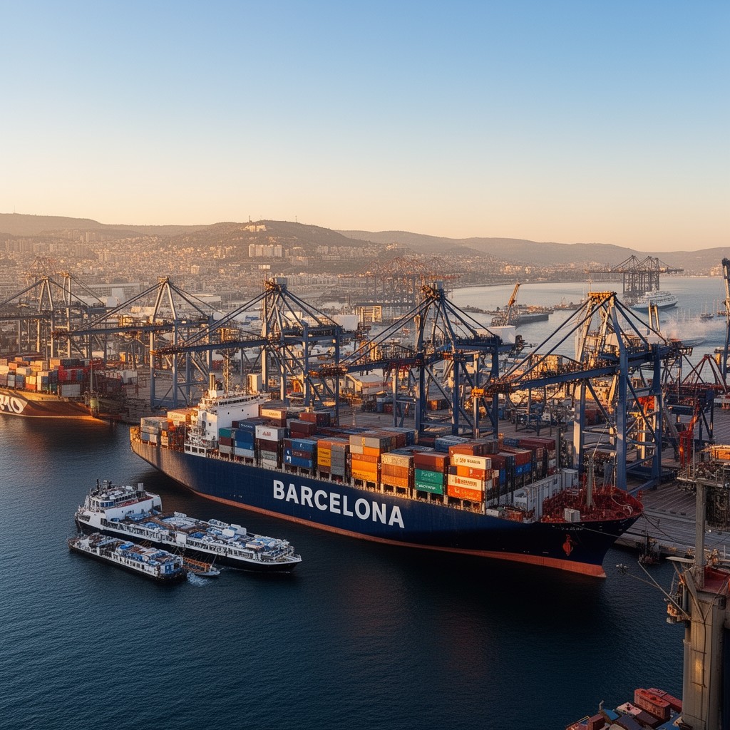 AI-generated illustration of Port of Barcelona