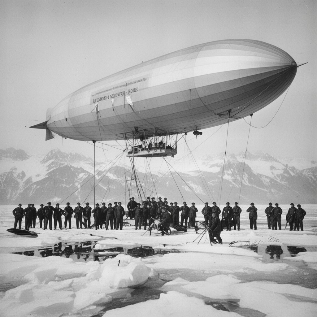 AI-generated illustration of Amundsen–Ellsworth–Nobile expedition